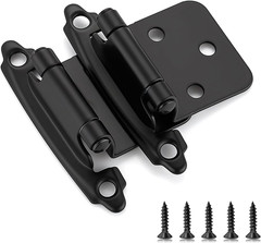 Matte Black Cabinet Hinges, 1/2 Inch Overlay, 60 Pack (30 Pairs)
