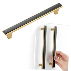 Black and Gold Cabinet Pulls 6-1/4 In Hole Distance Matte Black & Gold 5 Pack
