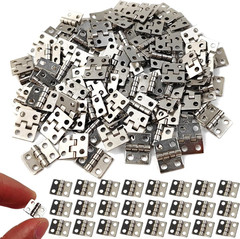 100-Pack 10x8mm Mini Metal Hinges 180° for Jewelry Boxes, Dollhouses, and Cabine