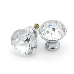 30MM Clear Cabinet Knobs Crystal Glass,Diamond Cut,Door Knobs,with Screws