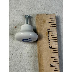 Vintage Blue Heart Ceramic Drawer Knobs Set of 4 White Cottagecore Cabinet Pulls