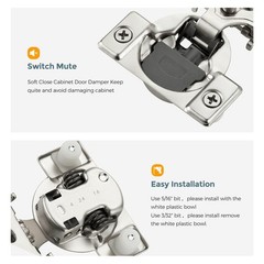 10 PCS 5 Pairs 3/8 Inch Overlay Soft Close Cabinet Hinges Kitchen Stainless