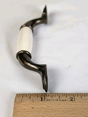 Vintage Porcelain Pulls Cabinet Door Brass Old Drawer Handle Natl Lock