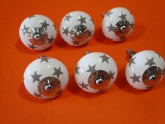 6 Sliver Star Drawer Pulls Knobs Handle Cabinet Dresser Hardware Round Pull