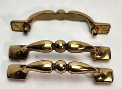 Vintage KBC 3″ (76mm) Center Brass Colored Cabinet Drawer Pull Handles Set of 3