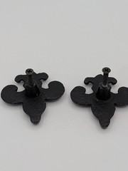 Pair Black Cast Iron Fleur De Lis Cabinet Knobs 3.5″ Rustic Drawer Pull