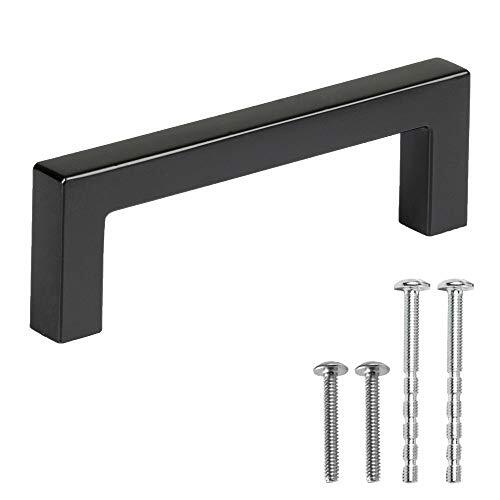 Black Cabinet Handles – 3 Inch Hole Center Modern Squared Drawer Pulls – 25 Pack