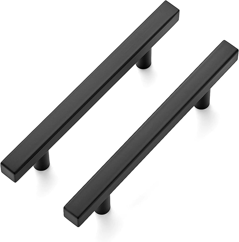 Matte Black Cabinet Hardware Square Pulls, 3.75 Inch, 30 Pack | 6 Inch Overall L