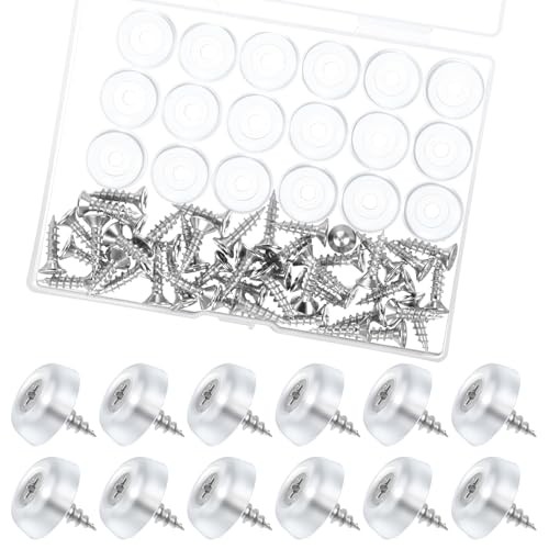 50 Pack Transparent Screw Feet Rubber Pads Cabinet Bumpers Clear Rubber Door