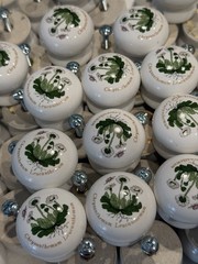 Lot of 73 Liberty Hardware Porcelain Cabinet Knobs Botanical Daisy Pattern
