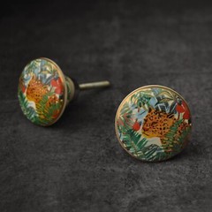 Ceramic Tropical Cabinet Drawer Knobs Gold Ceramic Cupboard Knobs Pull Handles
