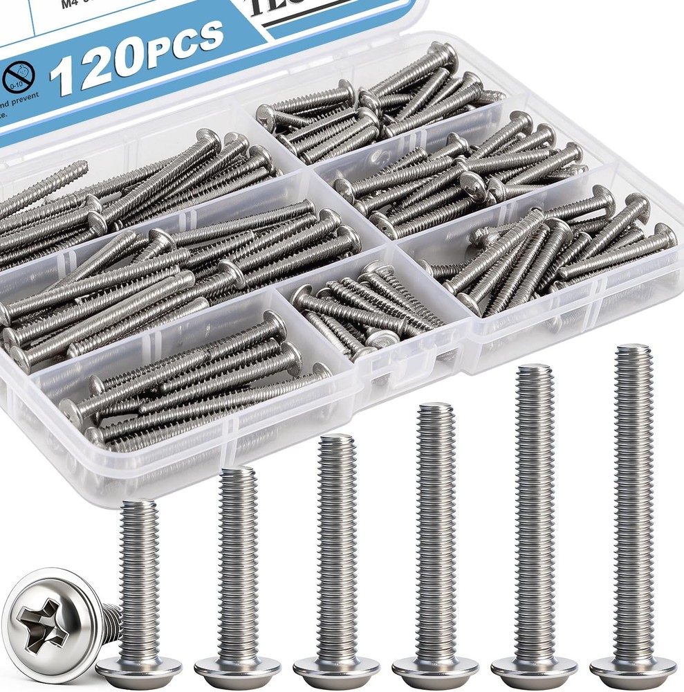 120PCS Cabinet Pulls Knobs Screws,Machine Screws Assortment, ×25/30/35/40/45/…