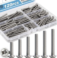 120PCS Cabinet Pulls Knobs Screws,Machine Screws Assortment, ×25/30/35/40/45/…