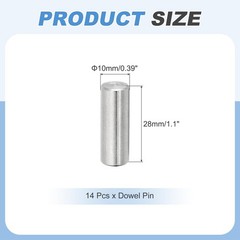 14 Pcs Dowel Pin 10mm x 28mm 304 Stainless Steel Shelf Support Pegs