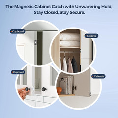 12 Pack Magnetic Door Catch Ultra Thin Cabinet Magnetic Catch Adhesive Black Cab