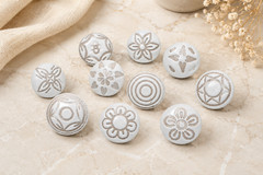 20 Handmade Marrakesh White cream drawer knob mosaic ceramic pulls cabinet knobs