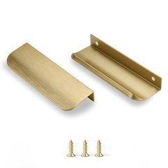 5 Pack Edge Finger Pulls, 120mm 4.72, Aluminum, Hidden, Brushed Brass