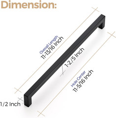 20 Pack 11-5/16 Inch Square Cabinet Handles Matte Black Pulls Drawer Hardware Ki