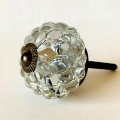 5: Clear Faceted Textured Glass Antique VTG Cabinet Knob kitchen bathroom pull