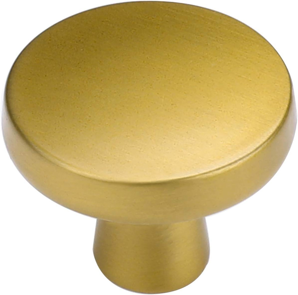 5 Pack Brushed Brass Cabinet Knobs for Modern Kitchen Hardware Handles Gold roun