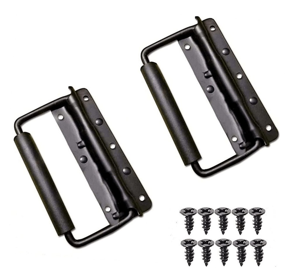 Spring Loaded Case Handle 5.51 Inch Heavy Duty Surface Mount Black Chest 2 PCS