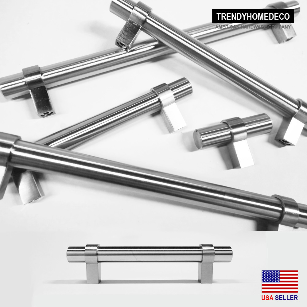 2″ – 9-1/8″ Brushed Nickel Modern Euro T Bar Pull Kitchen Cabinet Handle Drawer