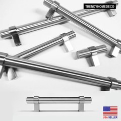 2″ – 9-1/8″ Brushed Nickel Modern Euro T Bar Pull Kitchen Cabinet Handle Drawer