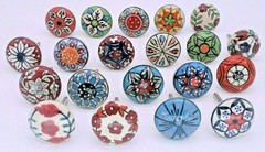 Indian Boho Handmade Seramic Door Knobs Lot of 20 Pc Cabinet Handle