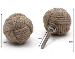 RII 12 Rope Doorknobs Nautical Twisted Decorative Rustic 1.75 in Jute Set of 12