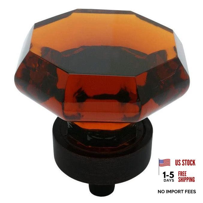 Pack268ORB-A Oil Rubbed Bronze Amber Glass Knob | Amber Glass Design | 1-/16 5