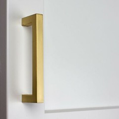 Round Knob Square Bar Pull Handle Kitchen/Bath Cabinet Hardware Matte Gold Brass