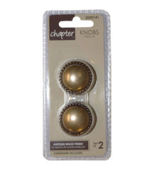 [5X] 2-Pk Hawthorne Place Beaded Ring Cabinet Knob Antique Brass Finish [G3]