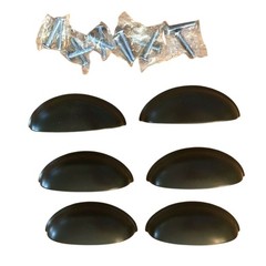 Lot of 6 Matte Black Drawer Pulls Cup Handle New 3″ center to center c/c
