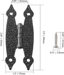 4 Pcs Black Flush H-Hinges, Cold Rolled Steel Flat Hinges, Antique H-Shape Hi…