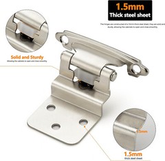 Ravinte 25 Pairs(50) 3/8 Inch Cabinet Door, Cupboard Hinges Kitchen Satin Nickel