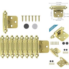 50 Pack Cabinet Hinges 1/2 Inch Overlay Brass Gold Self Closing Face Mount Steel