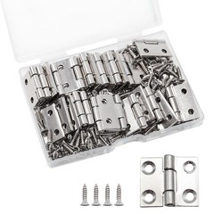 30 PCS 1 Inch Stainless Steel Folding Hinge Butt Cabinet Window 120 Screws