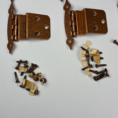 Vintage Ajax Cabinet Door Hinges with Screws Hammered Copper Finish Lot of 6