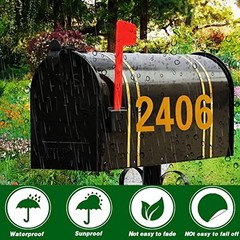 Reflective Mailbox Numbers Sticker for Outside，8 Sets 0-9 2 inch (8 sets) Gold