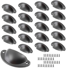 20 Pack Cabinet Bin Cup Pulls Black Half Moon Drawer Pulls, 2-5/8 Inch / 67Mm Ho