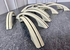 Set of 10 Cream Metal Curved Cabinet/Drawer Handle Pulls w/ Black Stripe