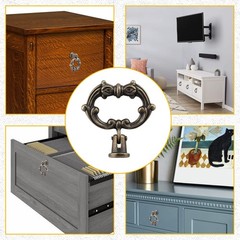 6 Pcs Antique Bronze Drop Ring Drawer Pulls, Vintage Cabinet Pull Handles, Sm…