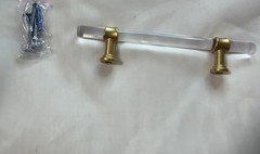 Gold, Clear Acrylic Bathroom Cabinet Door Handle.