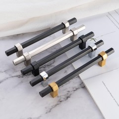 10 Pack 3-3/4 Inch Hole Centers, Black and Gold Cabinet Pulls Matte Black and…