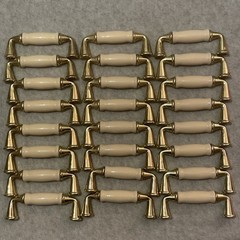 24 used 3 inch avante flare foot hardware white cream ceramic center brass