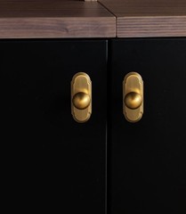 6 PCS 1.0 Inch Brushed Gold Cabinet Knob With Backplate Zinc Alloy
