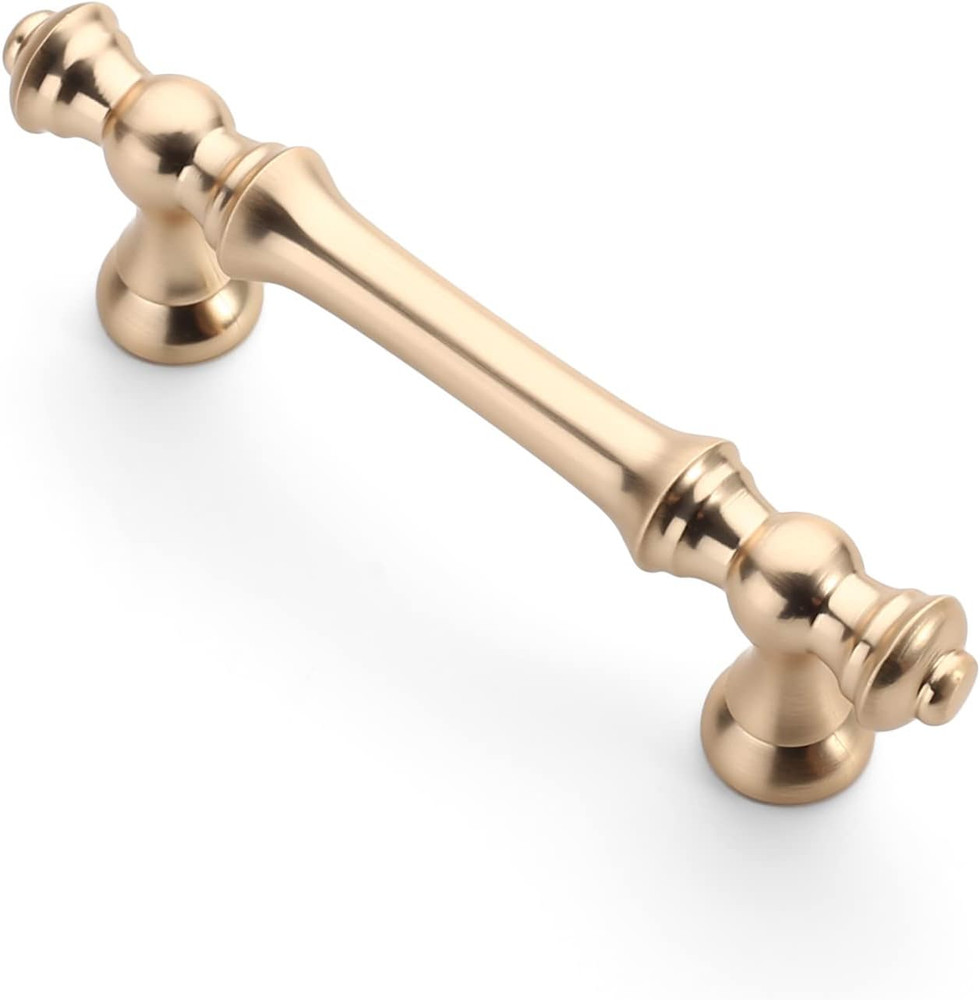 10 Pack 3 Inch(76Mm) Champagne Bronze Kitchen Cabinet Handles,Brushed Brass Cabi