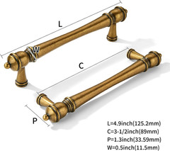 2 Pack 3-1/2 inch(89mm) Hole Center Vintage Antique Brass Cabinet Pulls Heavy…
