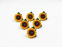 SnS Sunflower Resin Drawer Pulls Vintage Kitchen 6 Pack