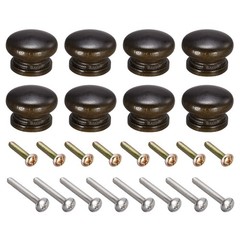 8pcs Round Wood Knobs 33x23mm Pull Handles for Drawer with Screws Black Walnut